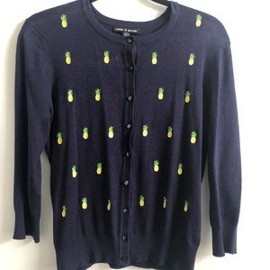 Cable & Gauge Pineapple Cardigan (Navy Blue)